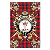 Clan Robertson Modern Tartan Crest Black Garden Flag - Gold Thistle DZ42 Clan Robertson Tartan Today