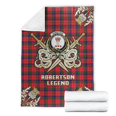 Clan Robertson Modern Tartan Gold Courage Symbol Blanket TK80 Clan Robertson Tartan Today