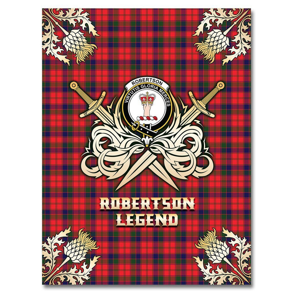 Clan Robertson Modern Tartan Gold Courage Symbol Blanket TK80 Clan Robertson Tartan Today