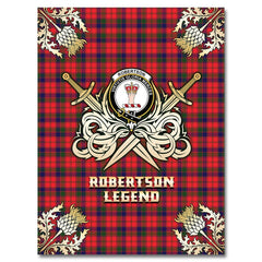 Clan Robertson Modern Tartan Gold Courage Symbol Blanket TK80 Clan Robertson Tartan Today