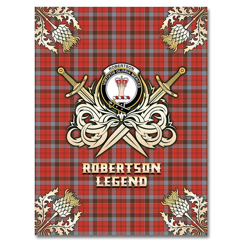Clan Robertson Weathered Tartan Gold Courage Symbol Blanket RX71 Clan Robertson Tartan Today