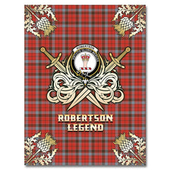 Clan Robertson Weathered Tartan Gold Courage Symbol Blanket RX71 Clan Robertson Tartan Today