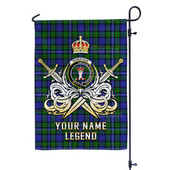 Custom Name Clan Robertson Hunting Modern Tartan Garden Flag with Clan Crest and the Golden Sword of Courageous Legacy ZB36