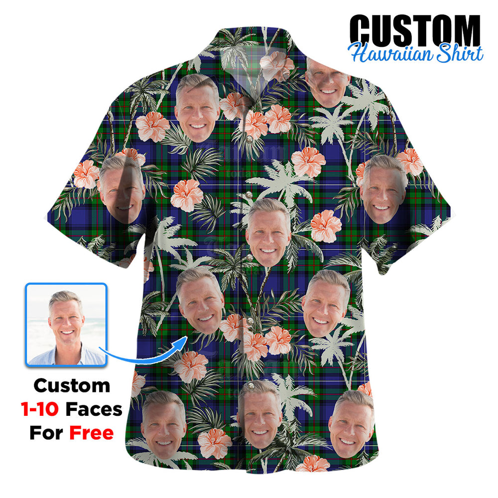Clan Robertson Hunting Modern Tartan Custom Face Hawaiian Shirt – Unisex Gift for Family Members, Summer Party RM17 Robertson Hunting Modern Tartan Tartan Hawaii Shirt