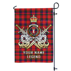 Custom Name Clan Robertson Modern Tartan Garden Flag with Clan Crest and the Golden Sword of Courageous Legacy GA50