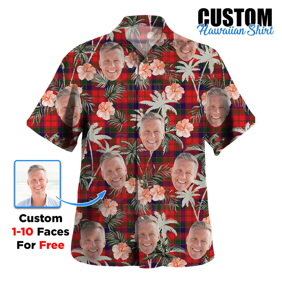Clan Robertson Modern Tartan Custom Face Hawaiian Shirt – Unisex Gift for Family Members, Summer Party JA53 Robertson Modern Tartan Tartan Hawaii Shirt