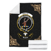 Clan Rollo Crest Tartan Premium Blanket Black RU52 Clan Rollo Tartan Today