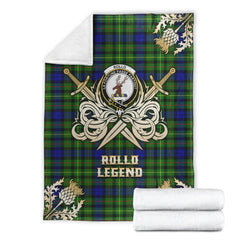 Clan Rollo Modern Tartan Gold Courage Symbol Blanket DJ78 Clan Rollo Tartan Today