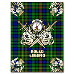Clan Rollo Modern Tartan Gold Courage Symbol Blanket DJ78 Clan Rollo Tartan Today