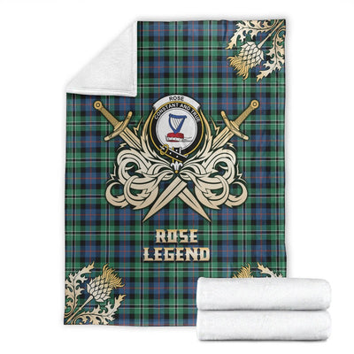Clan Rose Hunting Ancient Tartan Gold Courage Symbol Blanket LL43