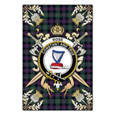 Clan Rose Hunting Modern Tartan Crest Black Garden Flag - Gold Thistle NF50 Clan Rose Tartan Today