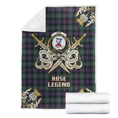 Clan Rose Hunting Modern Tartan Gold Courage Symbol Blanket PK88 Clan Rose Tartan Today