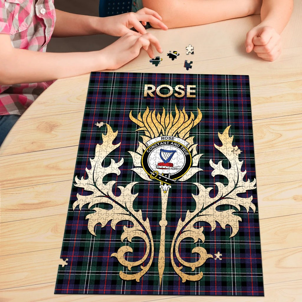 Clan Rose Hunting Modern Tartan Crest Thistle Jigsaw Puzzles Gift For Family YN28 Clan Rose Tartan Today