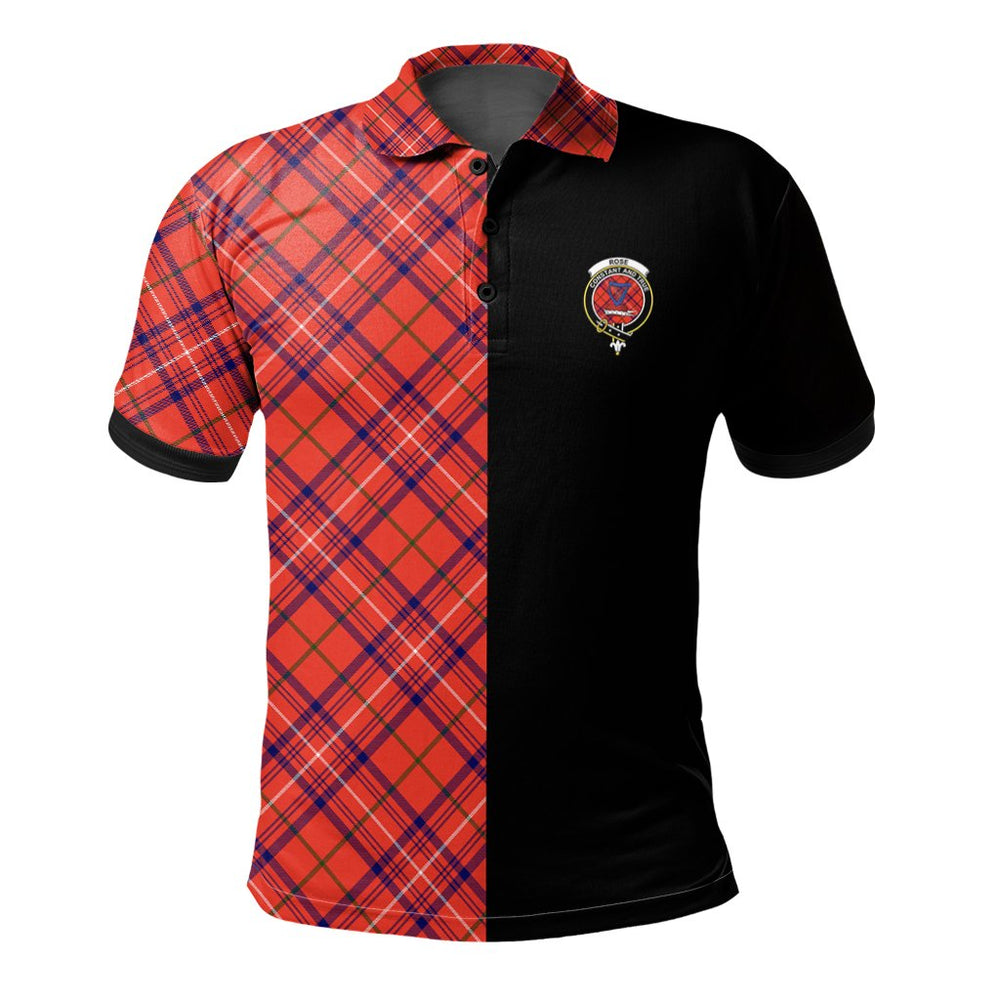 Clan Rose Modern Tartan Polo Shirt Half of Me - Cross Style UV14 Rose Modern Tartan Tartan Polo