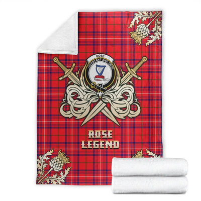 Clan Rose Modern Tartan Gold Courage Symbol Blanket