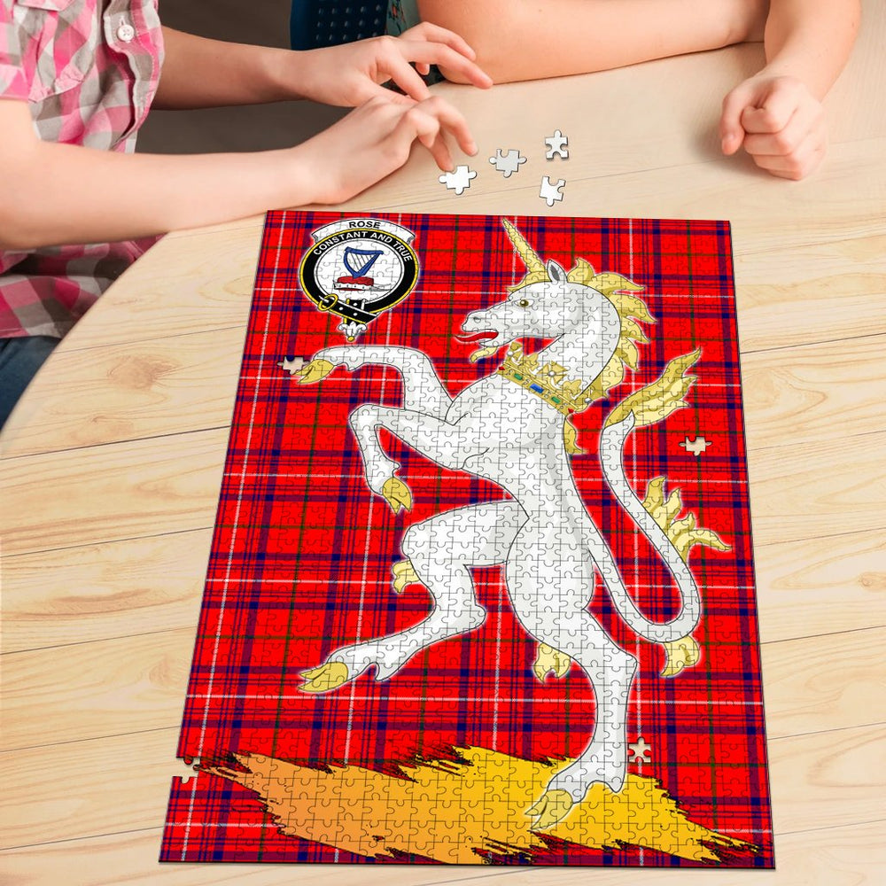 Clan Rose Modern Tartan Crest Unicorn Scotland Jigsaw Puzzles Gift For Family RJ25 Clan Rose Tartan Today