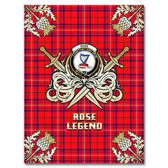 Clan Rose Modern Tartan Gold Courage Symbol Blanket TA62 Clan Rose Tartan Today