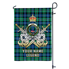 Custom Name Clan Rose Hunting Ancient Tartan Garden Flag with Clan Crest and the Golden Sword of Courageous Legacy KA54