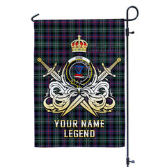 Custom Name Clan Rose Hunting Modern Tartan Garden Flag with Clan Crest and the Golden Sword of Courageous Legacy QZ42
