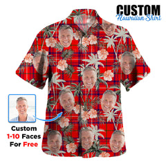 Clan Rose Tartan Custom Face Hawaiian Shirt – Unisex Gift for Family Members, Summer Party JI59 Rose Tartan Tartan Hawaii Shirt