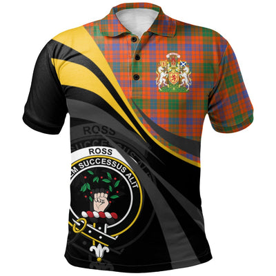 Clan Ross Ancient Tartan Polo Shirt - Royal Coat Of Arms Style