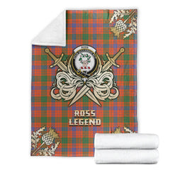 Clan Ross Ancient Tartan Gold Courage Symbol Blanket TT92 Clan Ross Tartan Today