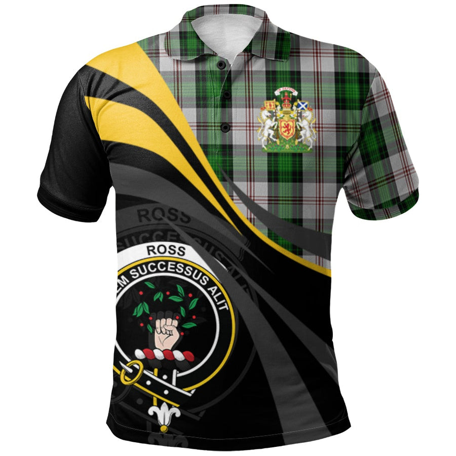 Clan Ross Arisaid Tartan Polo Shirt - Royal Coat Of Arms Style UB75 Ross Arisaid Tartan Tartan Polo