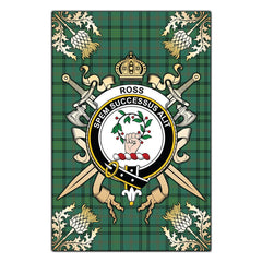 Clan Ross Hunting Ancient Tartan Crest Black Garden Flag - Gold Thistle VE78 Clan Ross Tartan Today