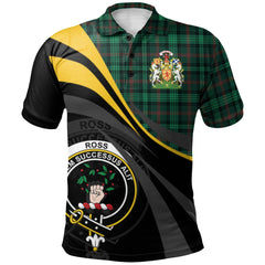Clan Ross Hunting Modern Tartan Polo Shirt - Royal Coat Of Arms Style PF56 Ross Hunting Modern Tartan Tartan Polo