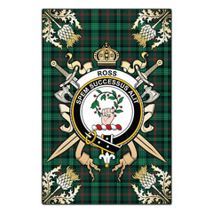 Clan Ross Hunting Modern Tartan Crest Black Garden Flag - Gold Thistle ET16 Clan Ross Tartan Today