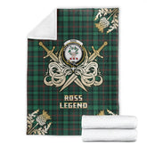 Clan Ross Hunting Modern Tartan Gold Courage Symbol Blanket AC91 Clan Ross Tartan Today
