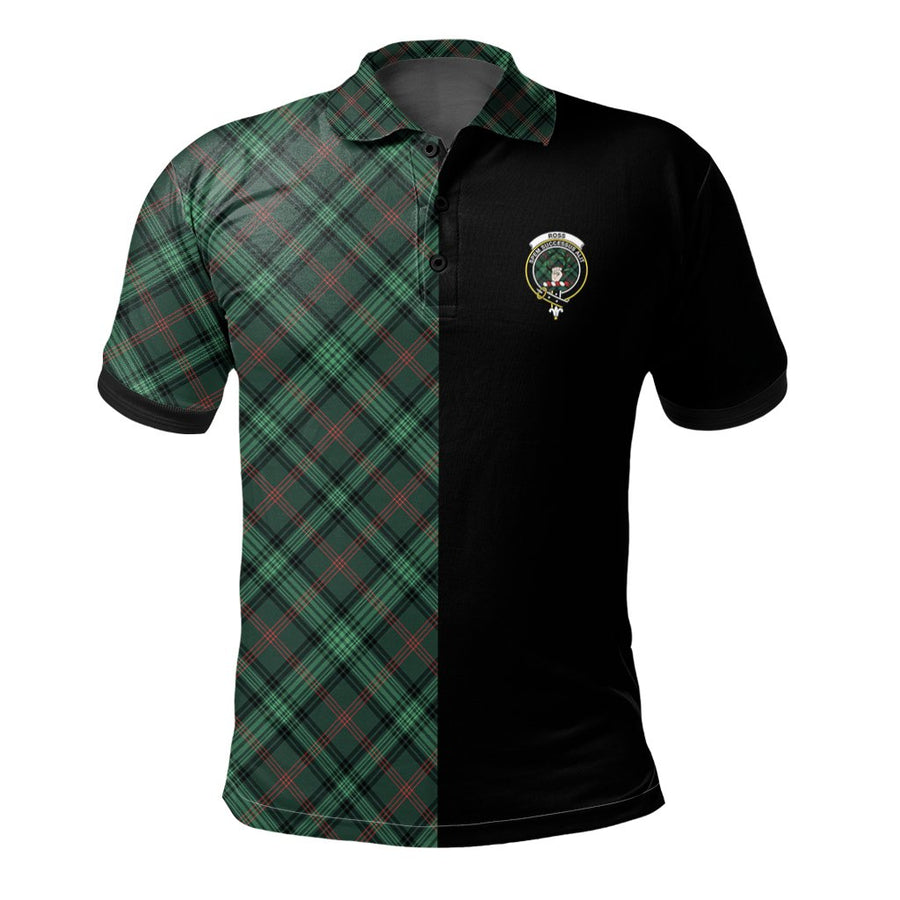 Clan Ross Hunting Modern Tartan Polo Shirt Half of Me - Cross Style AV27 Ross Hunting Modern Tartan Tartan Polo
