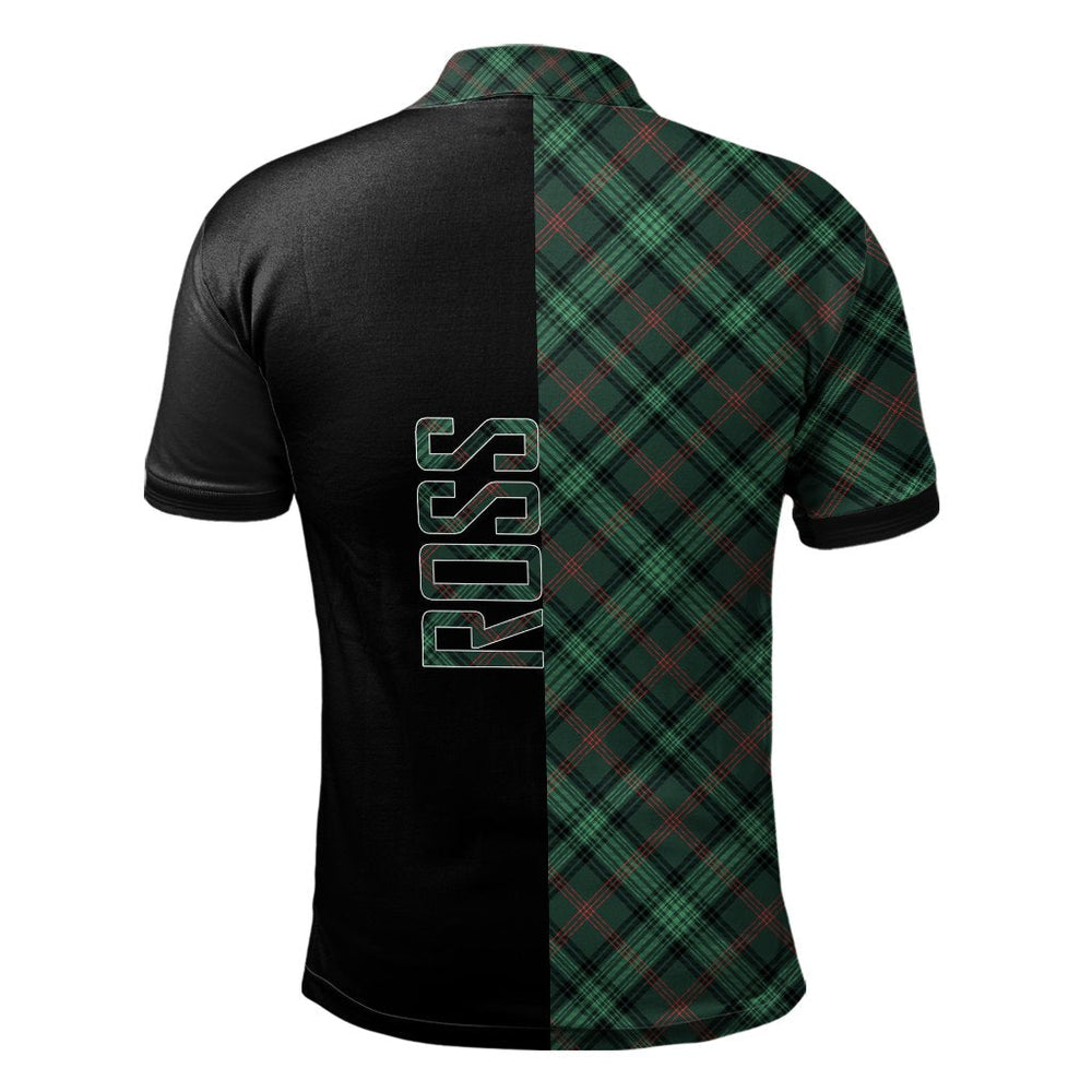 Clan Ross Hunting Modern Tartan Polo Shirt Half of Me - Cross Style AV27 Ross Hunting Modern Tartan Tartan Polo