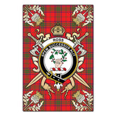Clan Ross Modern Tartan Crest Black Garden Flag - Gold Thistle UA87 Clan Ross Tartan Today