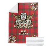 Clan Ross Modern Tartan Gold Courage Symbol Blanket SC83 Clan Ross Tartan Today