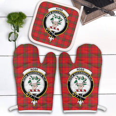Clan Ross Modern Tartan Crest Oven Mitt And Pot Holder (2 Oven Mitts + 1 Pot Holder) AK76 Clan Ross Tartan Today