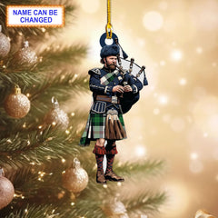 Ross Hunting Dress Dance Modern Tartan Bagpipe Ornament with Custom Name