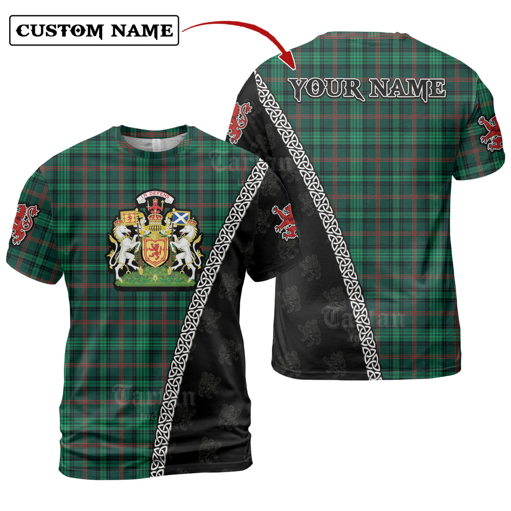 Ross Hunting Modern Tartan Shirt with Scotland Coat of Arms & Custom Name AU36