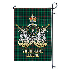 Custom Name Clan Ross Hunting Modern Tartan Garden Flag with Clan Crest and the Golden Sword of Courageous Legacy AX26