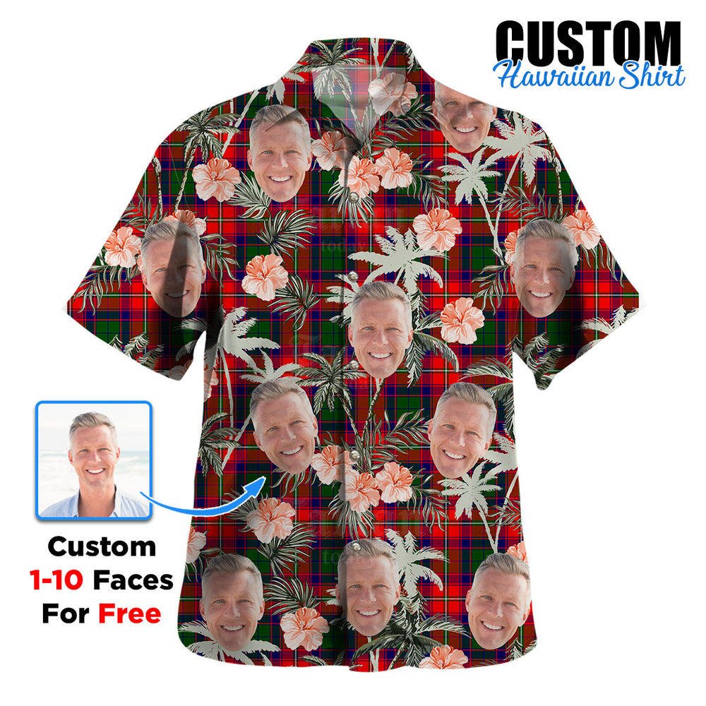 Clan Roxburgh District Tartan Custom Face Hawaiian Shirt – Unisex Gift for Family Members, Summer Party EM97 Roxburgh District Tartan Tartan Hawaii Shirt