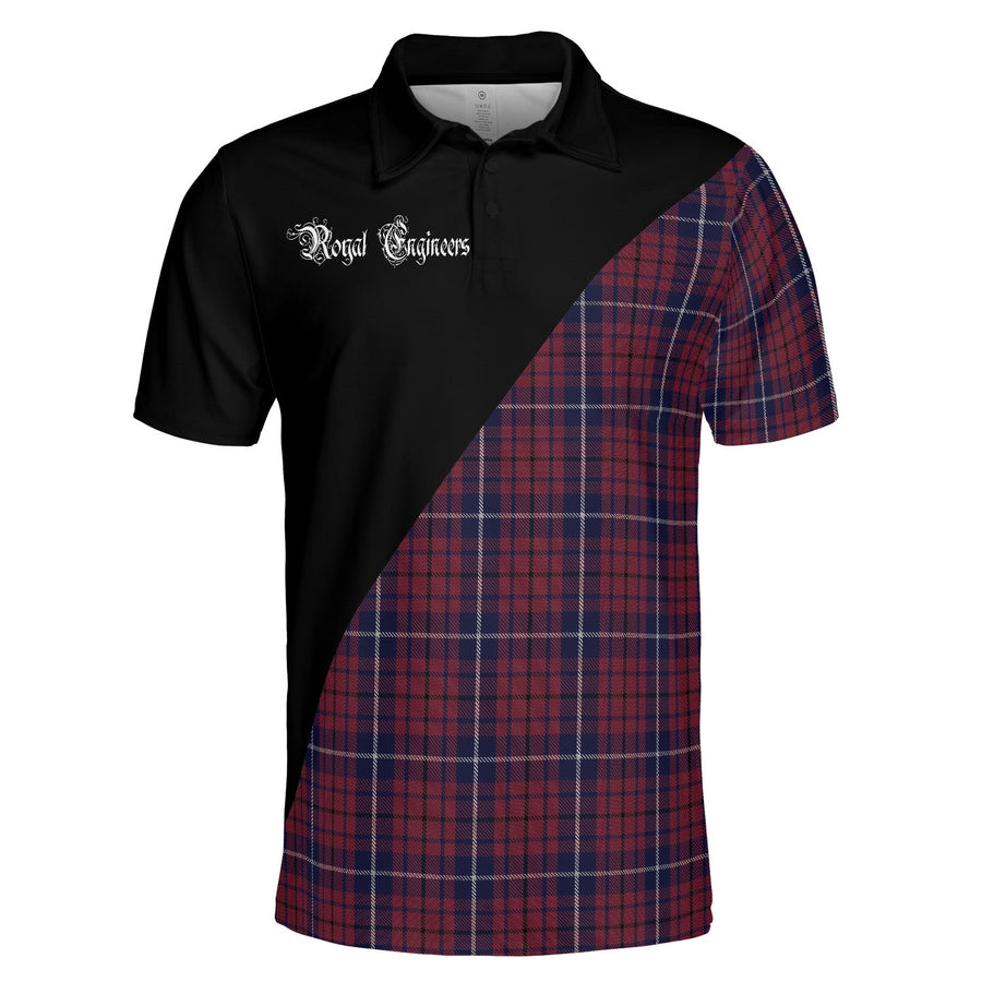Clan Royal Engineers Tartan - Military Polo Shirt XL74 Royal Engineers Tartan Tartan Polo