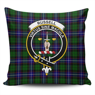 Clan Russell Modern Tartan Crest Pillow Cover