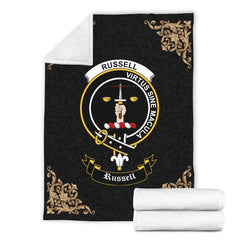Clan Russell Crest Tartan Premium Blanket Black GQ33 Clan Russell Tartan Today