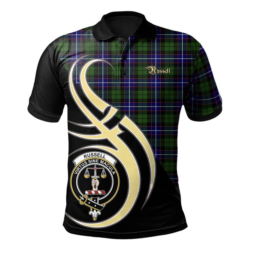 Clan Russell Modern Tartan Polo Shirt - Believe In Me Style PU20 Russell Modern Tartan Tartan Polo
