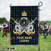 Personalized Custom Name Clan Russell Modern Tartan Garden Flag with Clan Crest and the Golden Sword of Courageous Legacy ZA14 - Russell Modern Tartan Design, Scottish Heritage Gift