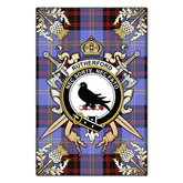 Clan Rutherford Tartan Crest Black Garden Flag - Gold Thistle PZ30 Clan Rutherford Tartan Today