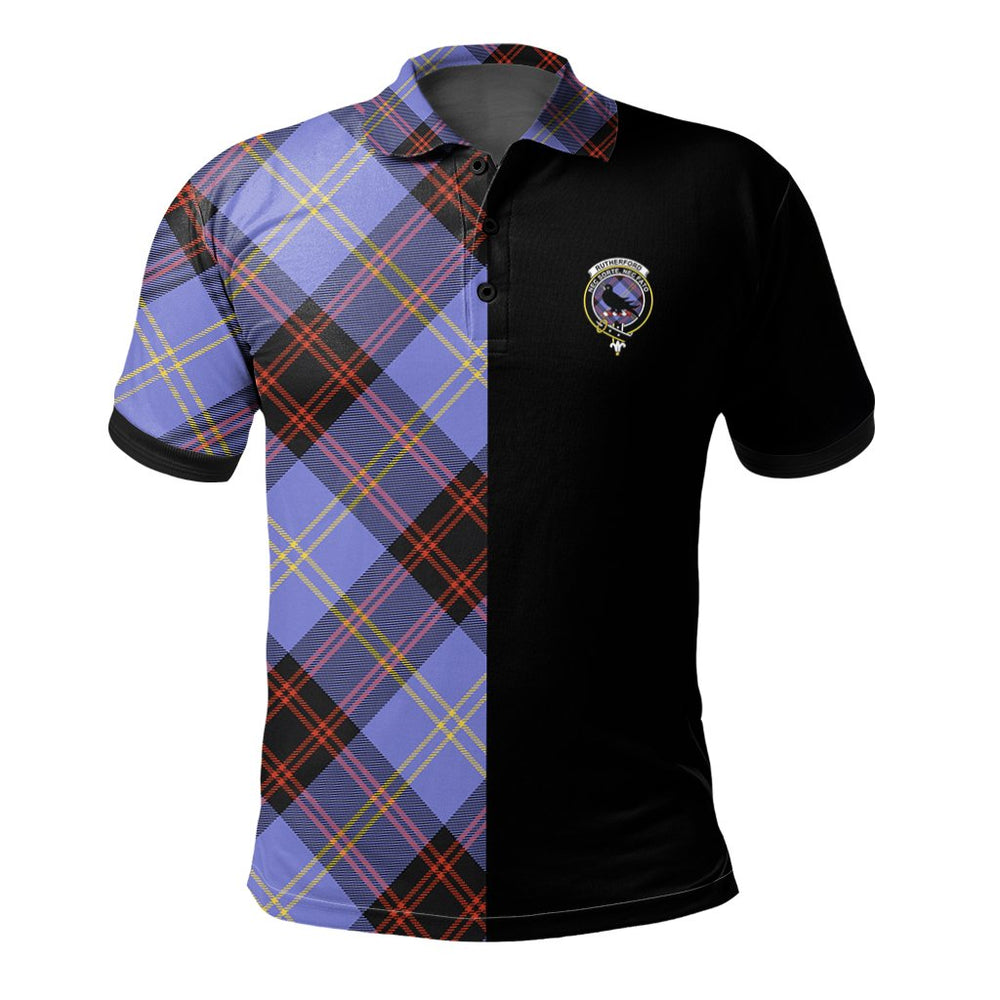 Clan Rutherford Tartan Polo Shirt Half of Me - Cross Style AE23 Rutherford Tartan Tartan Polo