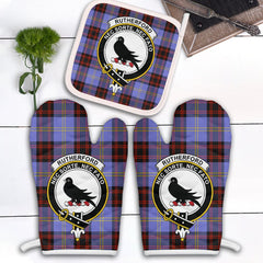 Clan Rutherford Tartan Crest Oven Mitt And Pot Holder (2 Oven Mitts + 1 Pot Holder) TM22 Clan Rutherford Tartan Today