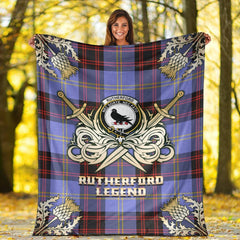 Clan Rutherford Tartan Gold Courage Symbol Blanket GS43 Clan Rutherford Tartan Today