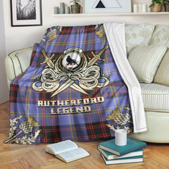 Clan Rutherford Tartan Gold Courage Symbol Blanket GS43 Clan Rutherford Tartan Today